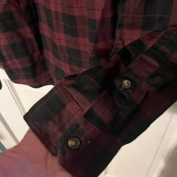 Lacoste Men's Maroon and Black Plaid Button Shirt Size Large - Picture 7 of 12